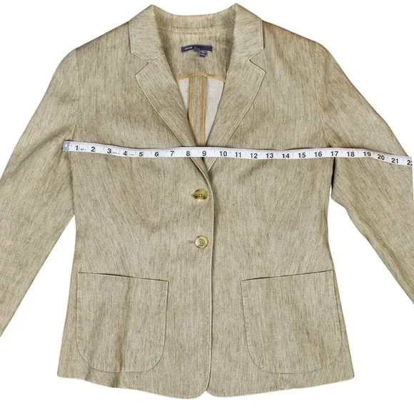 Vince Linen Blend Blazer Women’s Size 6 Beige Tailored Jacket - Picture 10 of 11